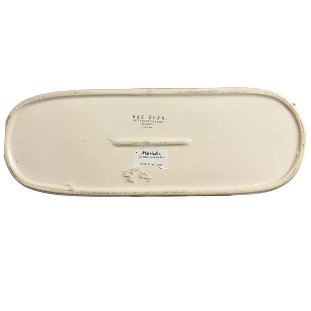 Rea Dunn Plant Tray Decorative Plate Long‎ Narrow Centerpiece Table Decor Beige